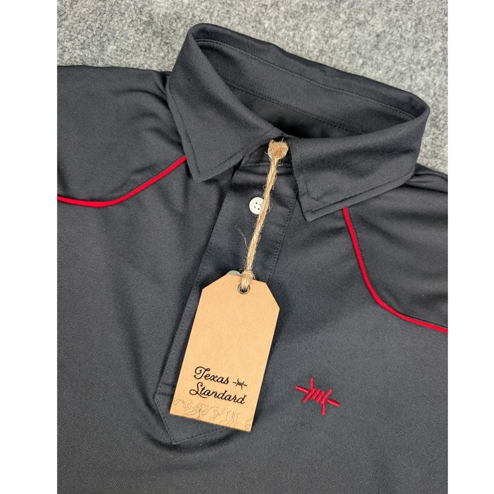 Texas Standard Lariat Western Polo Shirt Men M Black Red Performance NWT